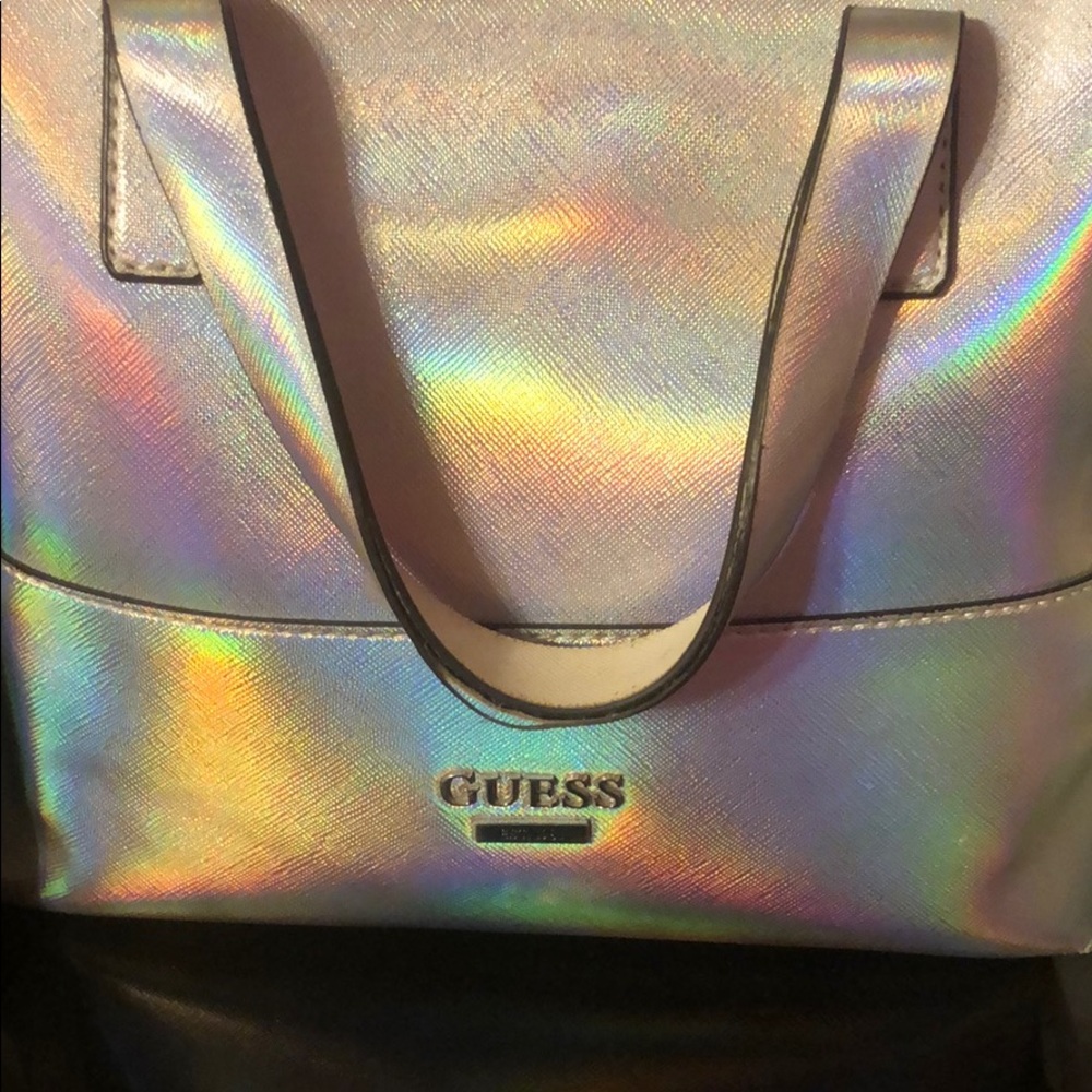 Guess metallic holographic tote bag